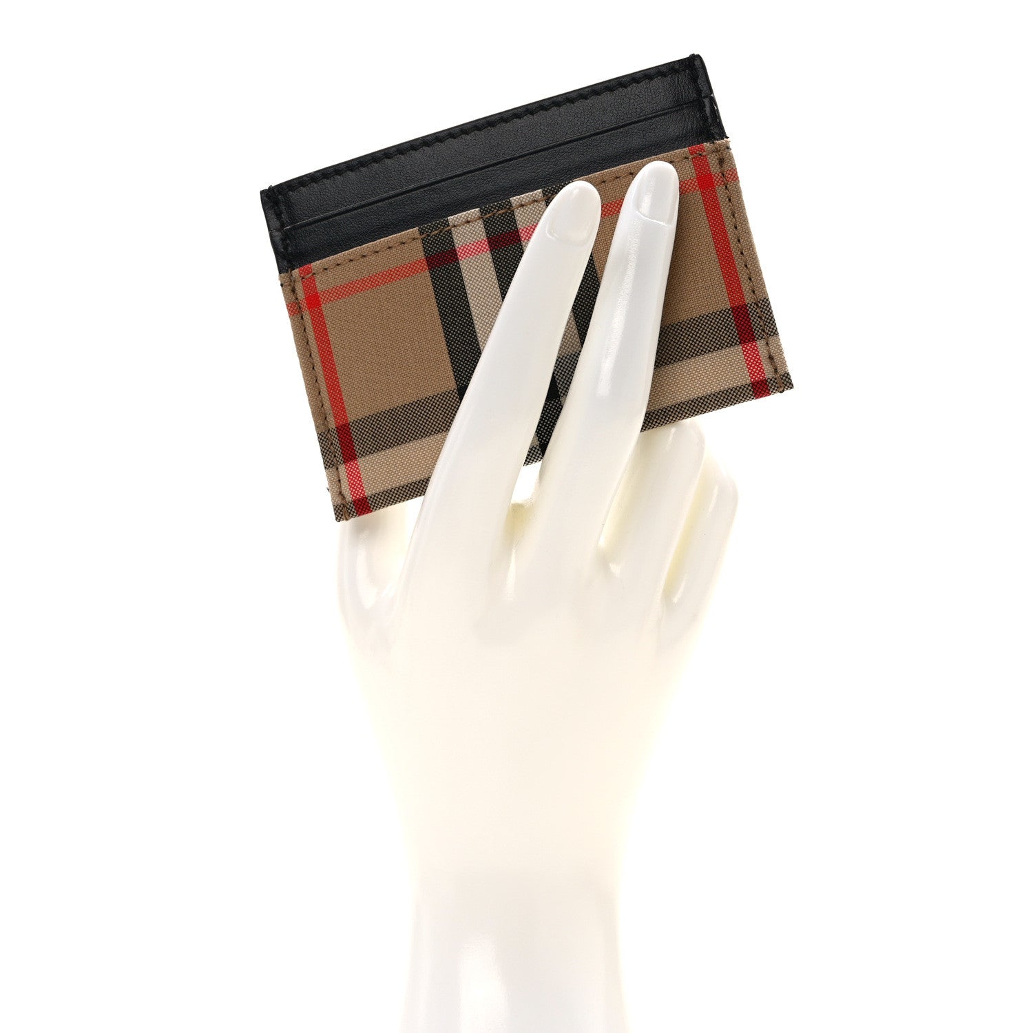 Burberry Vintage Check Calfskin Card Case Archive Beige Black 2 of 6