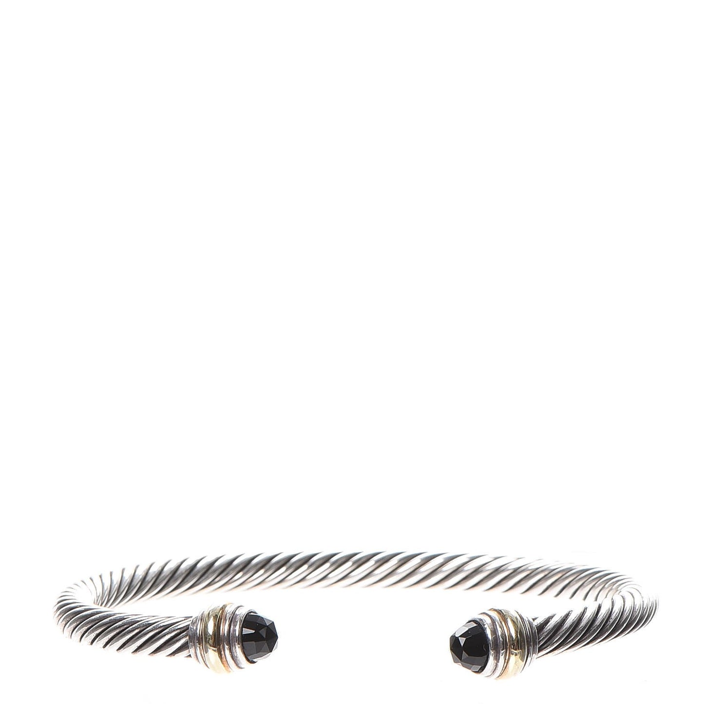 Sterling Silver 14K Yellow Gold Black Onyx 5mm Cable Classics Bracelet