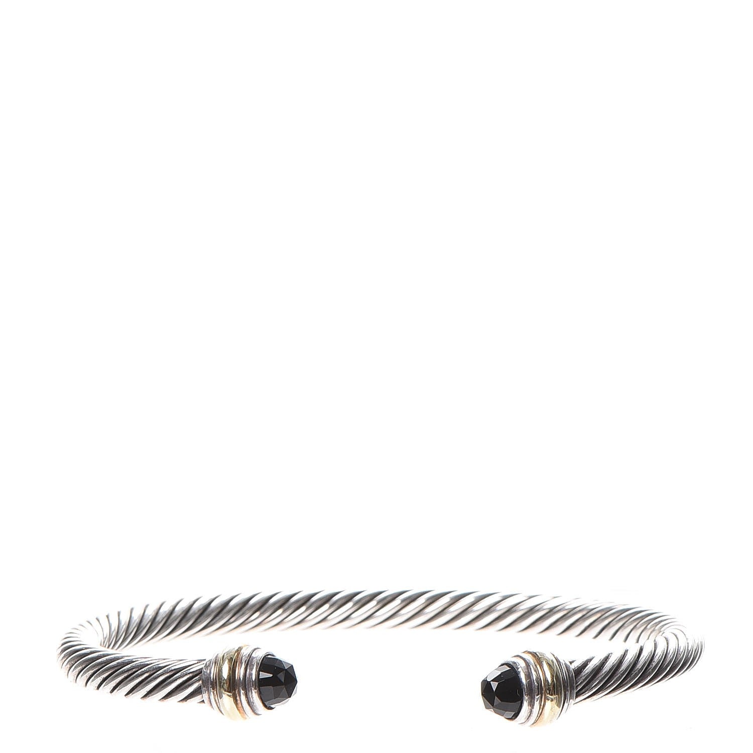 David Yurman Sterling Silver 14K Yellow Gold Black Onyx 5mm Cable Classics Bracelet 1 of 5