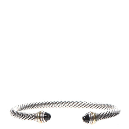 David Yurman Sterling Silver 14K Yellow Gold Black Onyx 5mm Cable Classics Bracelet 1 of 5