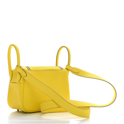 Hermes Taurillon Clemence Mini Lindy 20 Lime 3 of 9