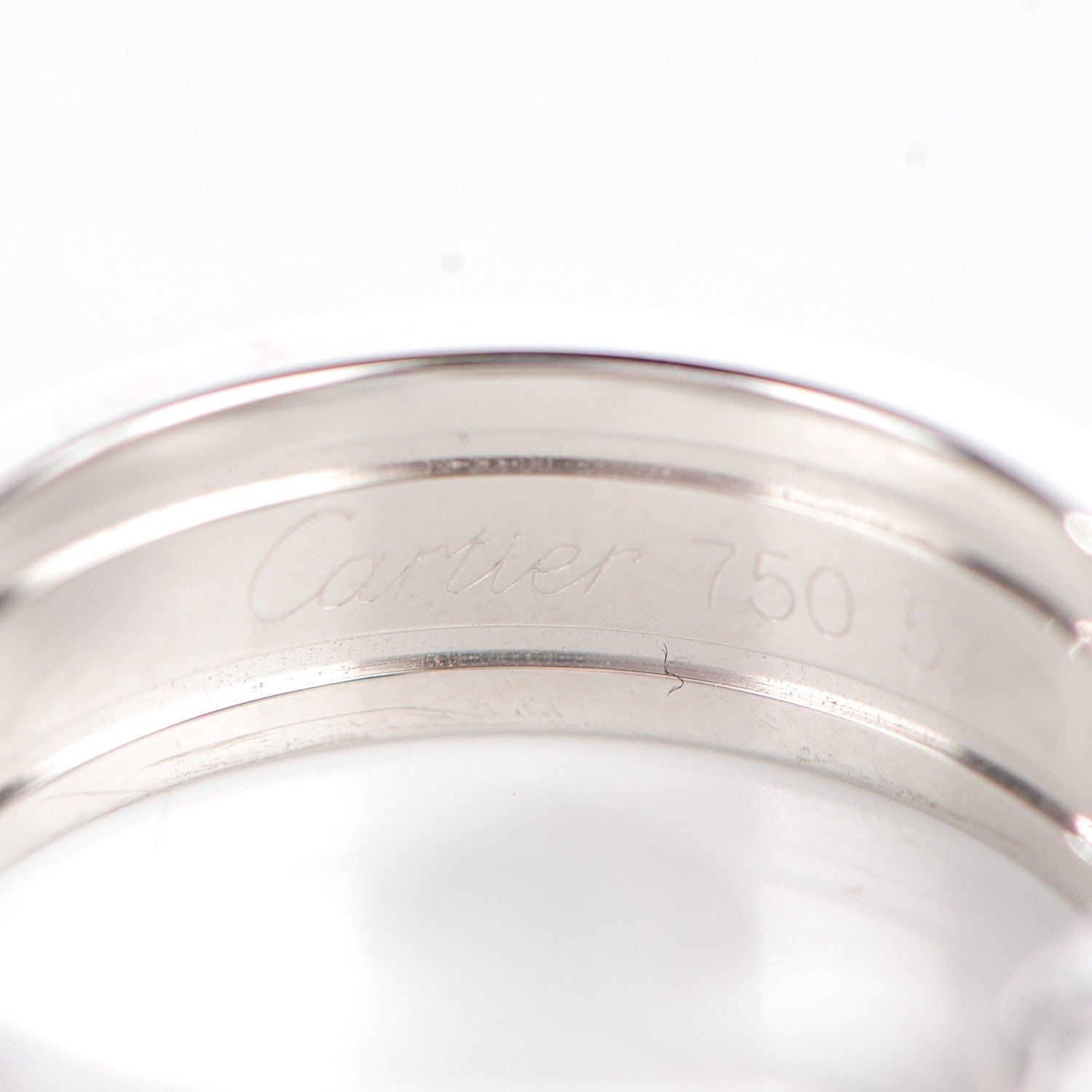 Cartier 18K White Gold 7mm C De Ring 57 8 4 of 7