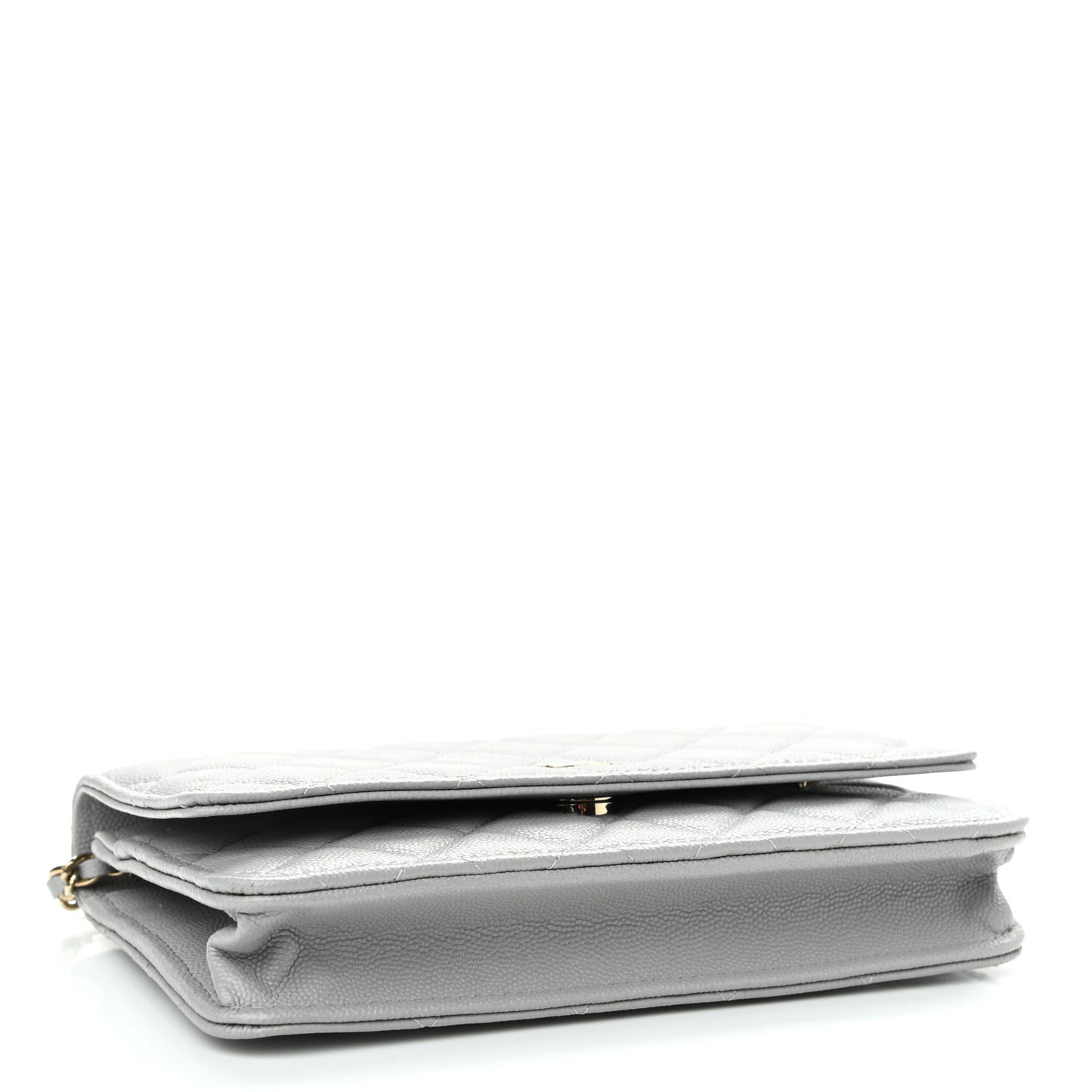 Caviar Quilted Wallet On Chain WOC Grey