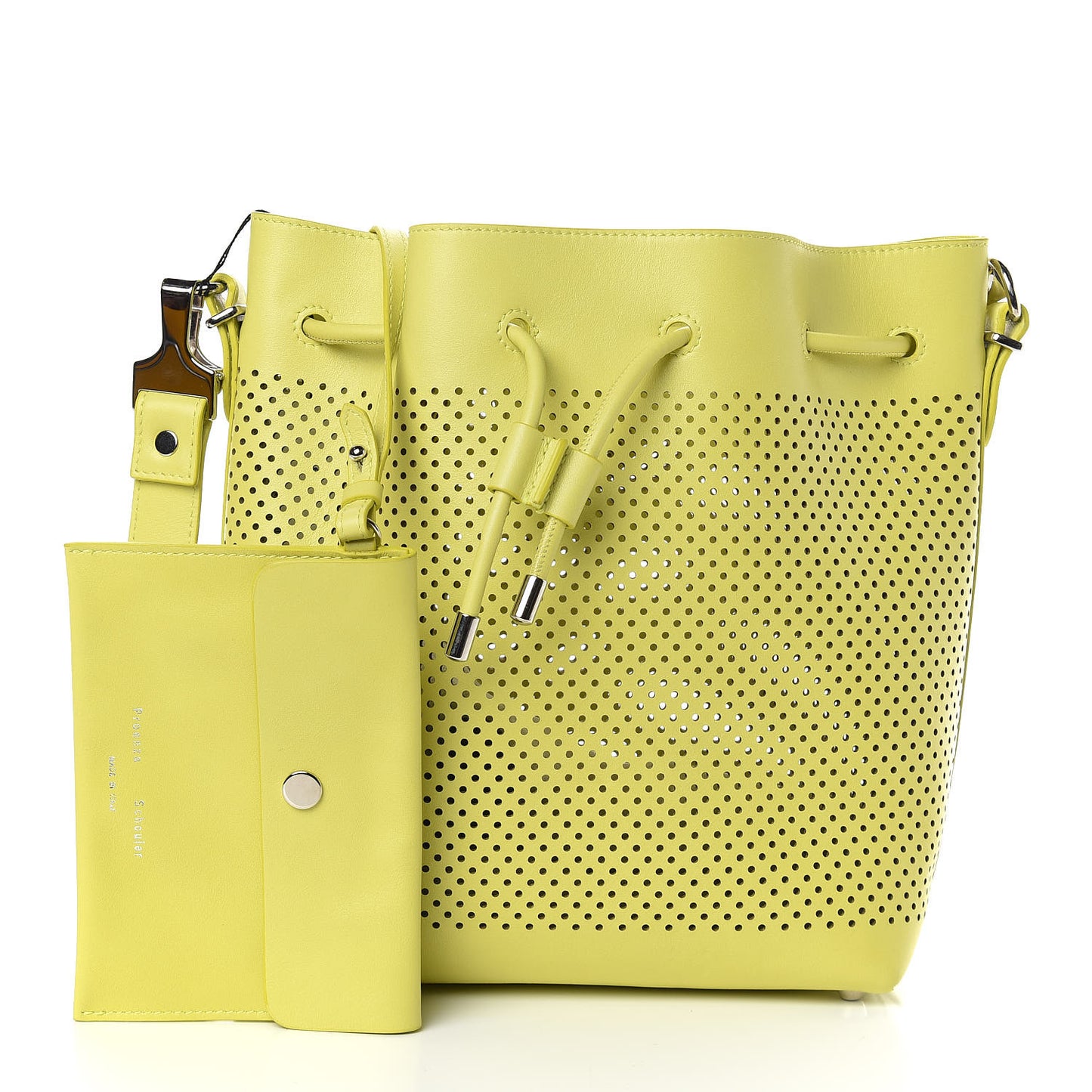 Calfskin Perforated Medium Bucket Bag Sulphur
