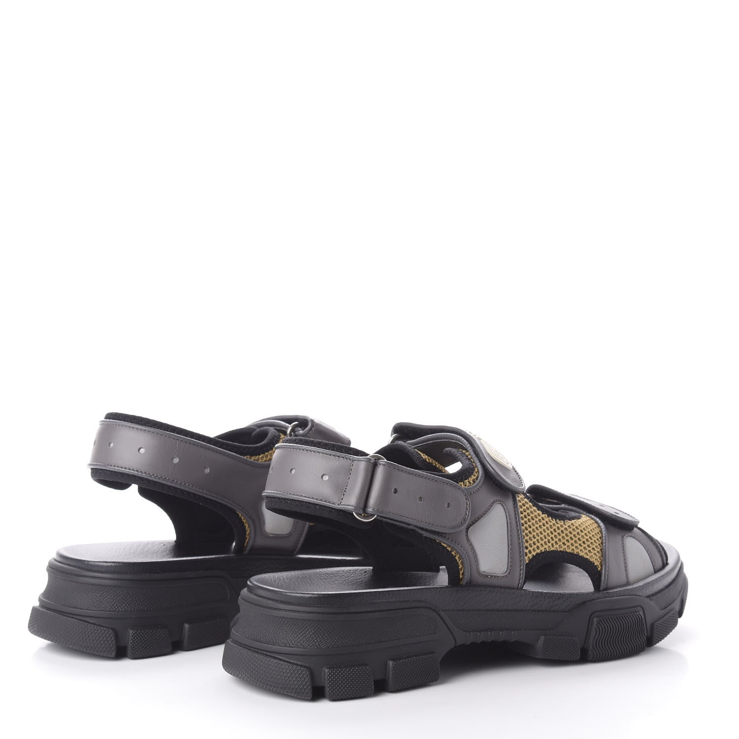 Gucci X SEGA Nappa Mesh Mens Aguru Sandals 10 Loess Black 4 of 8
