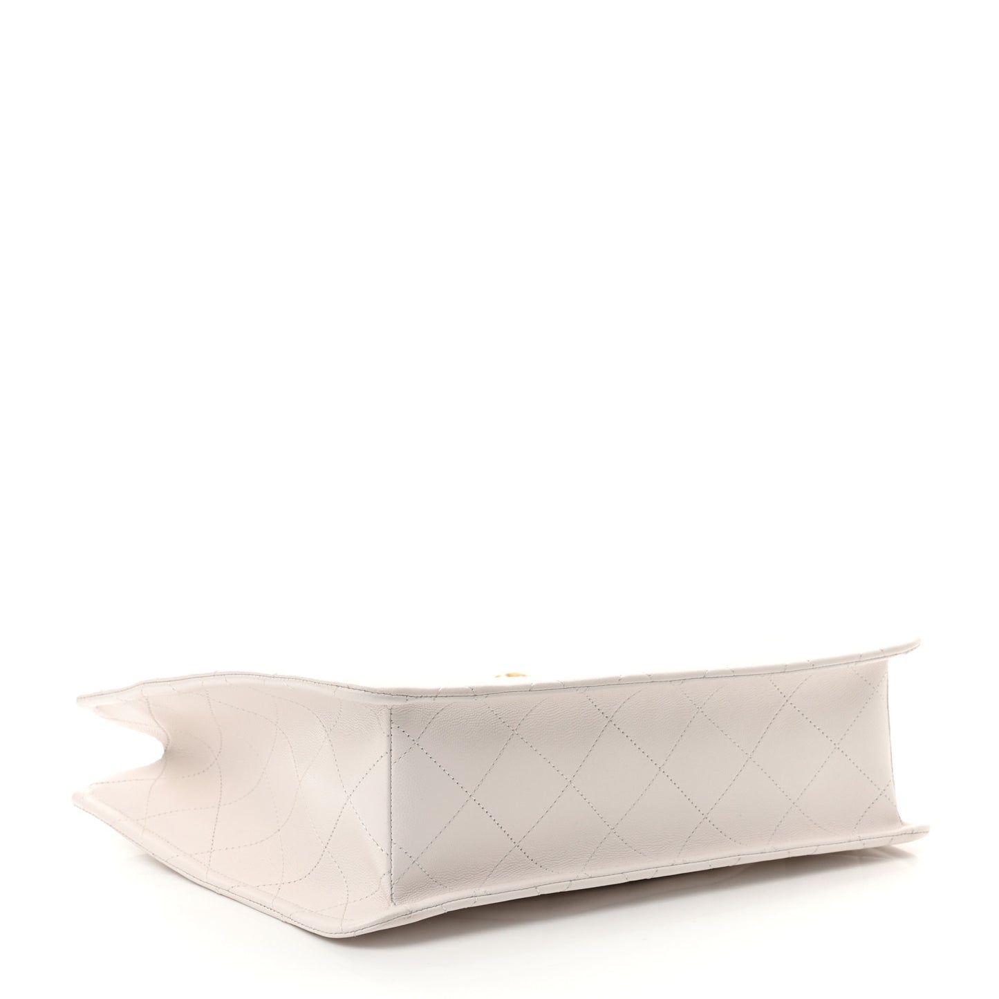 Caviar Quilted Sweet Classic Shopping Tote White