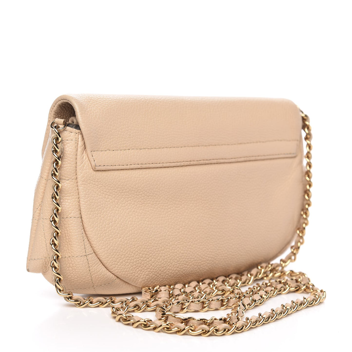 Caviar Half Moon Wallet On Chain WOC Beige