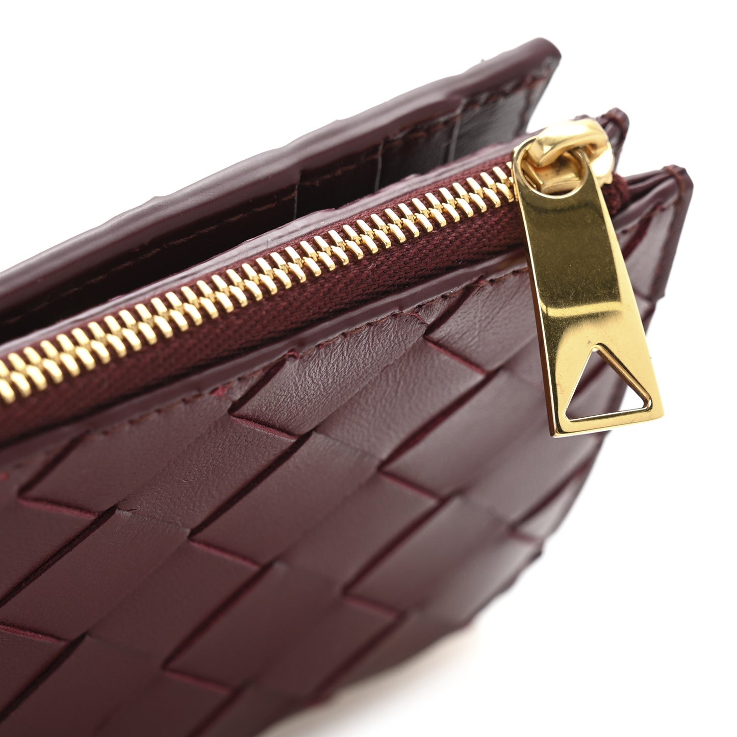 Nappa Intrecciato Small Bi-Fold Zip Wallet Barolo