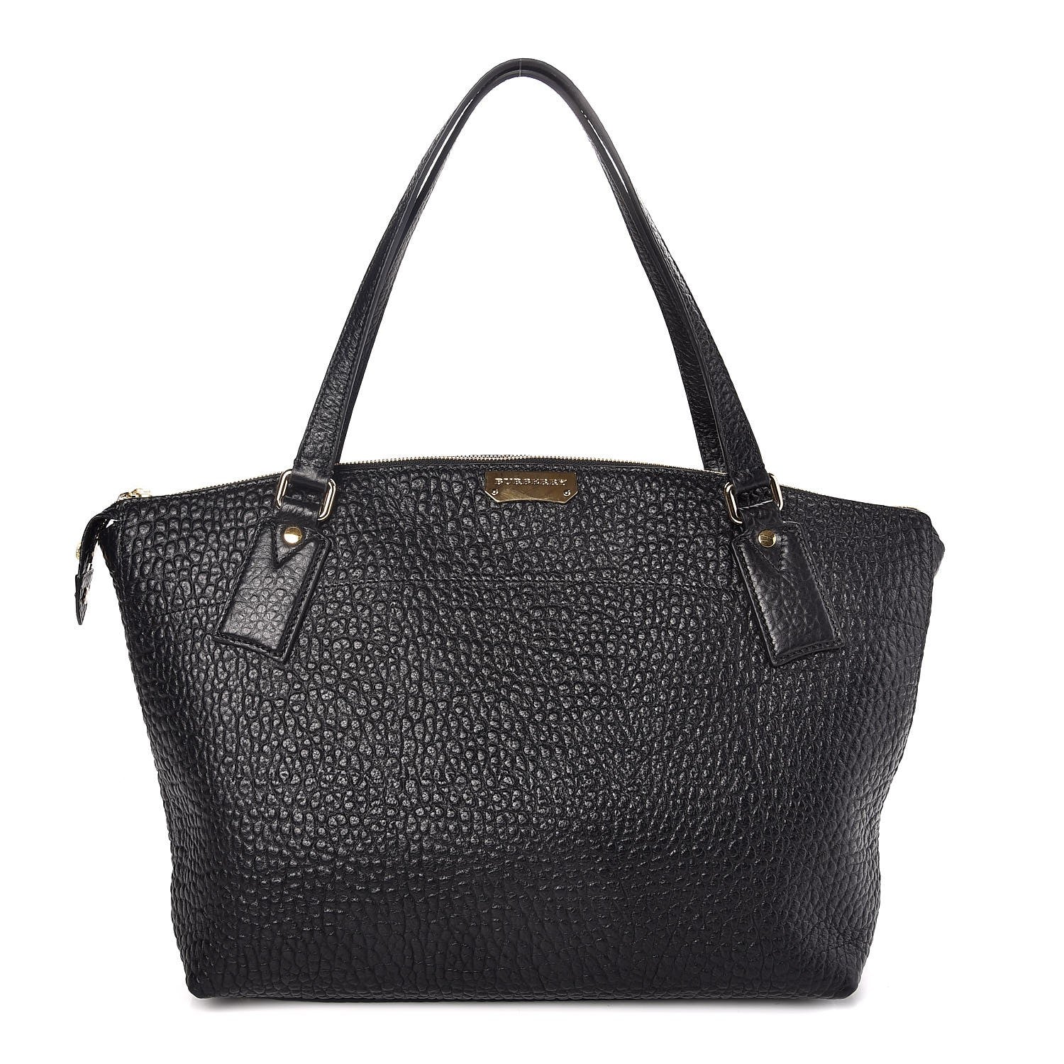 Burberry Signature Grain Calfskin Medium Welburn Tote Black 1 of 7