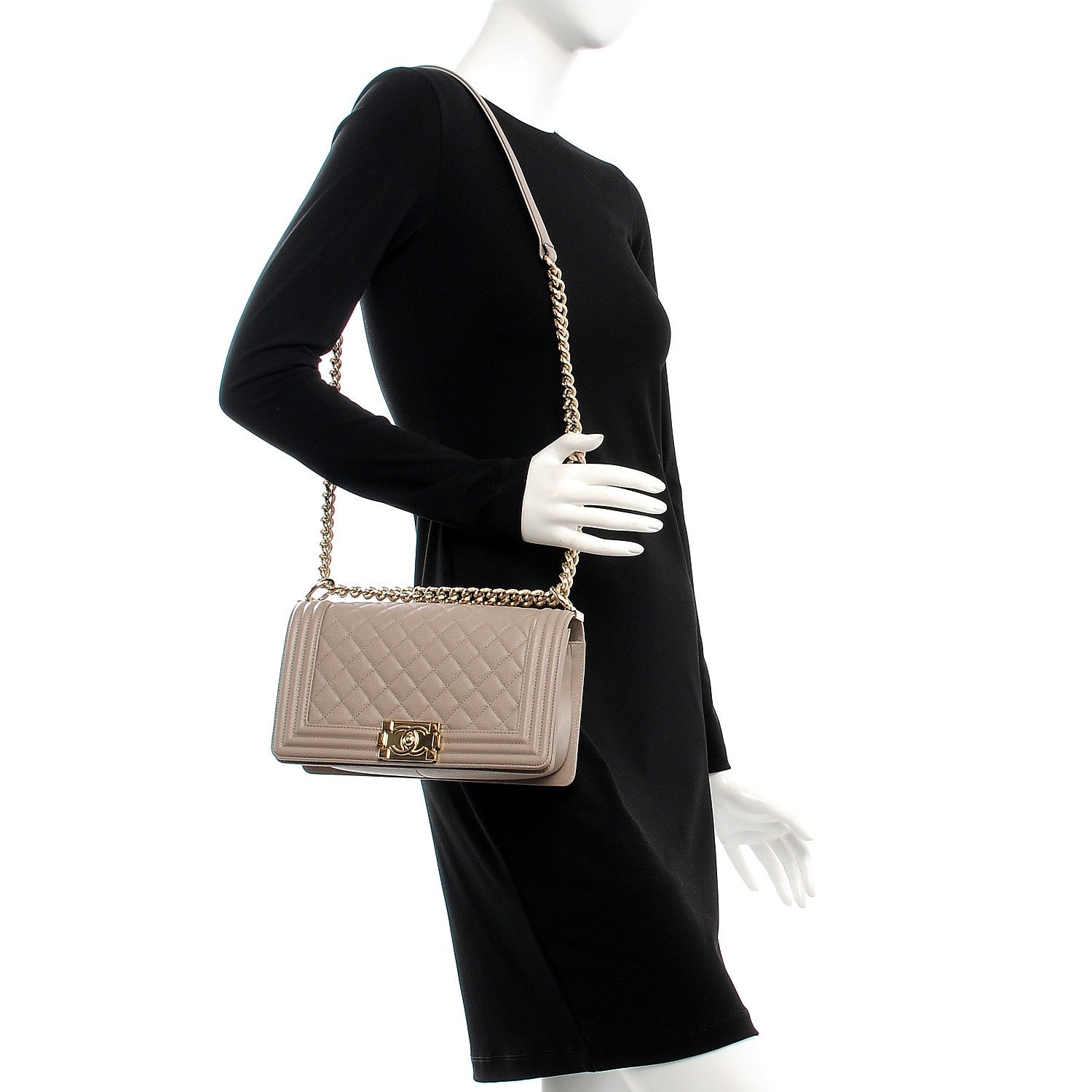 Chanel Caviar Quilted Medium Boy Flap Dark Beige 2 of 6