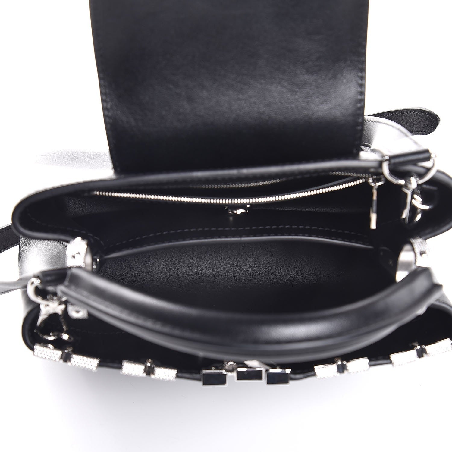 Louis Vuitton Smooth Calfskin Crystal Flowers Capucines BB Black 5 of 8
