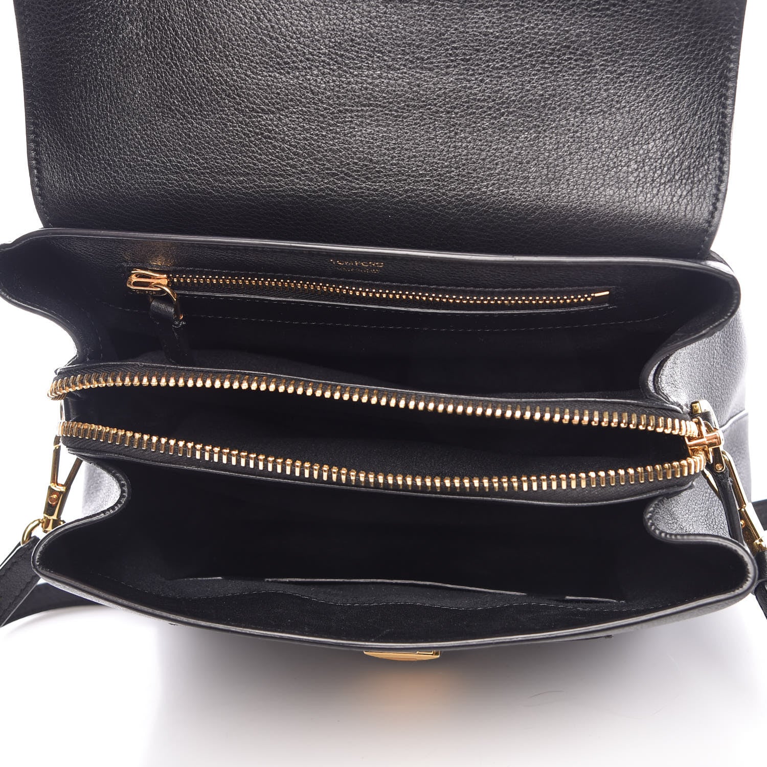 Tom Ford Calfskin Medium Leonica Padlock Satchel Bag Black 5 of 10