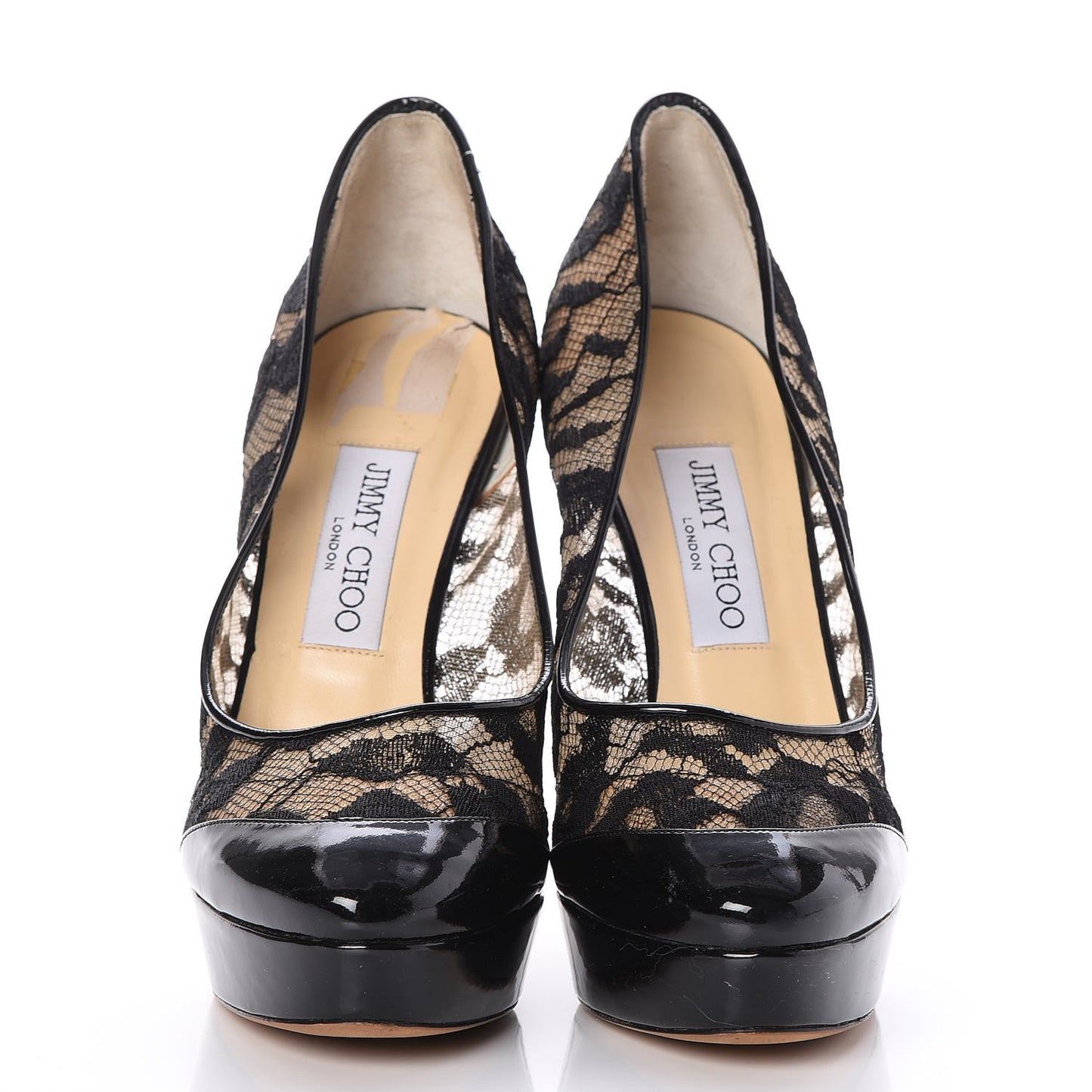 Patent Lace Platform Pumps 39 Black