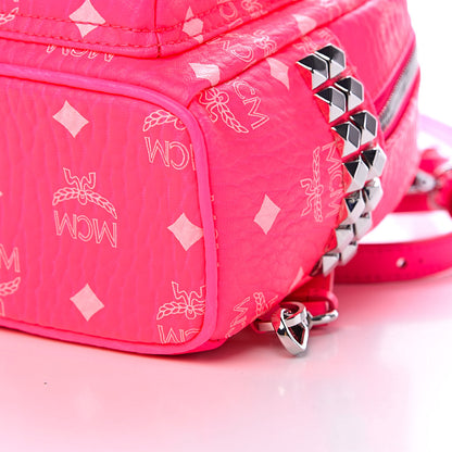MCM Visetos Side Stud X-Mini Stark Bebe Boo Backpack Neon Pink 10 of 10