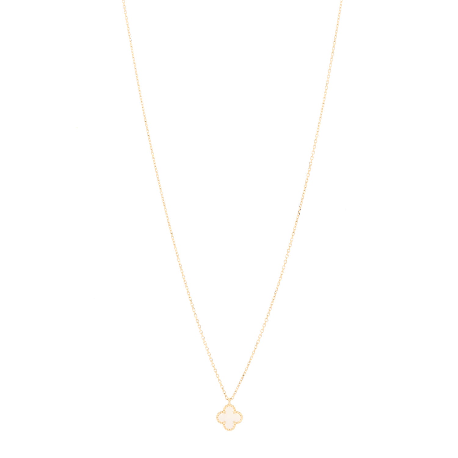 Van Cleef & Arpels 18K Yellow Gold Mother of Pearl Sweet Alhambra Pendant Necklace 1 of 5