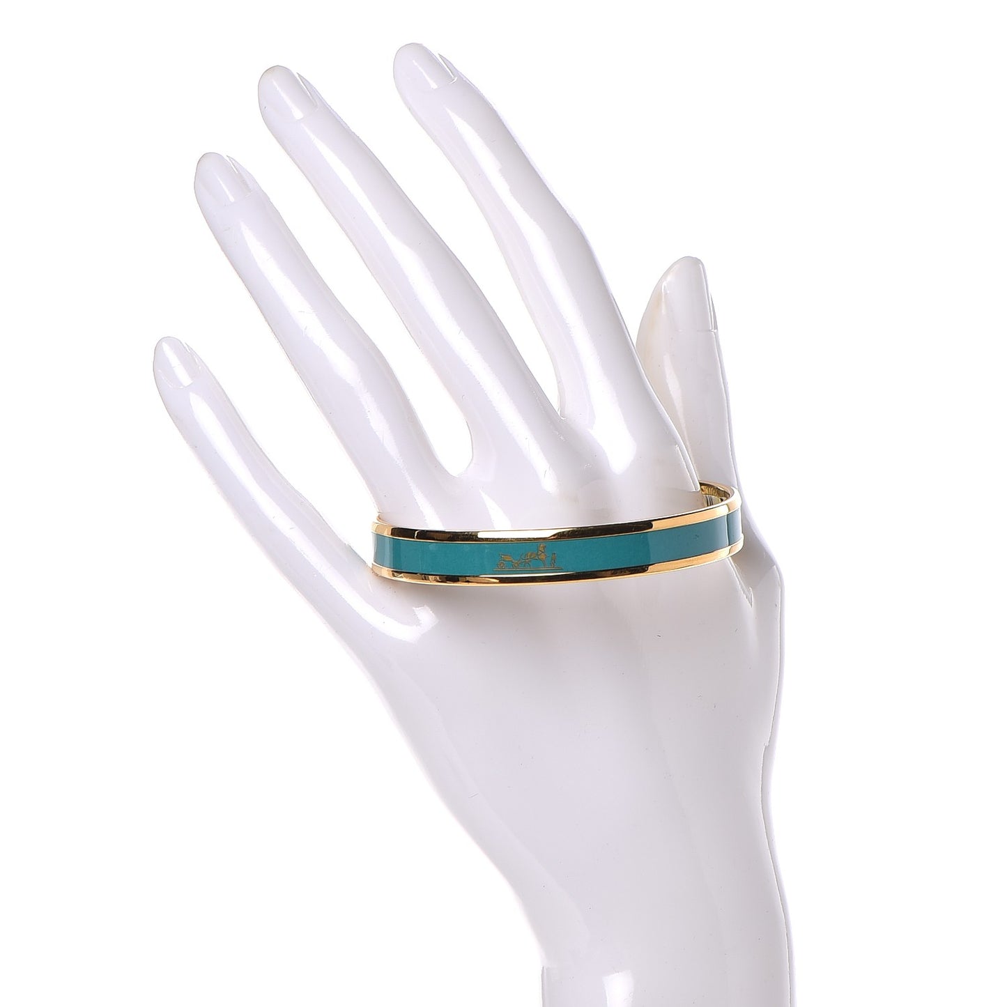 Enamel Printed Narrow Caleche Bracelet 62 Malachite