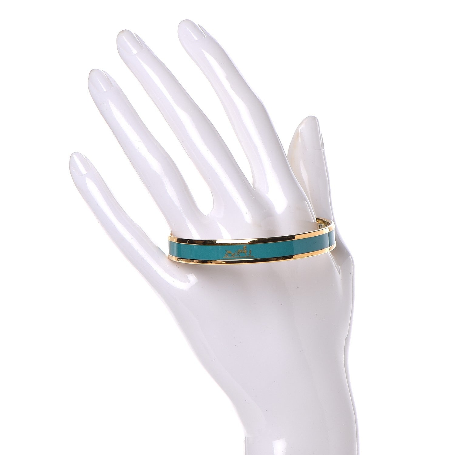 Hermes Enamel Printed Narrow Caleche Bracelet 62 Malachite 2 of 6
