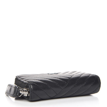 Chanel Lambskin Quilted Crossing Zip Around Coin Purse Black 4 of 9