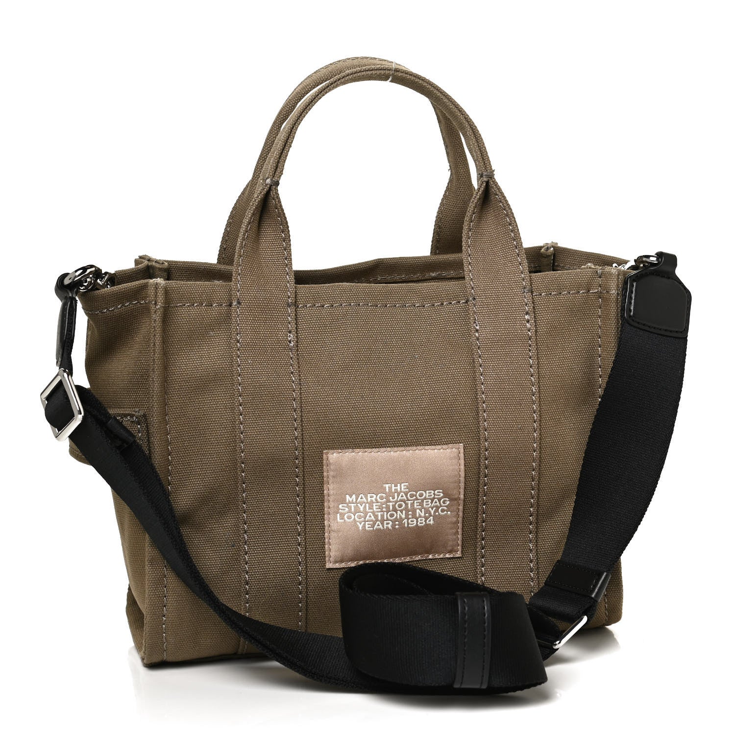 Marc Jacobs Cotton Canvas Mini The Traveler Tote Bag Slate Green 3 of 9