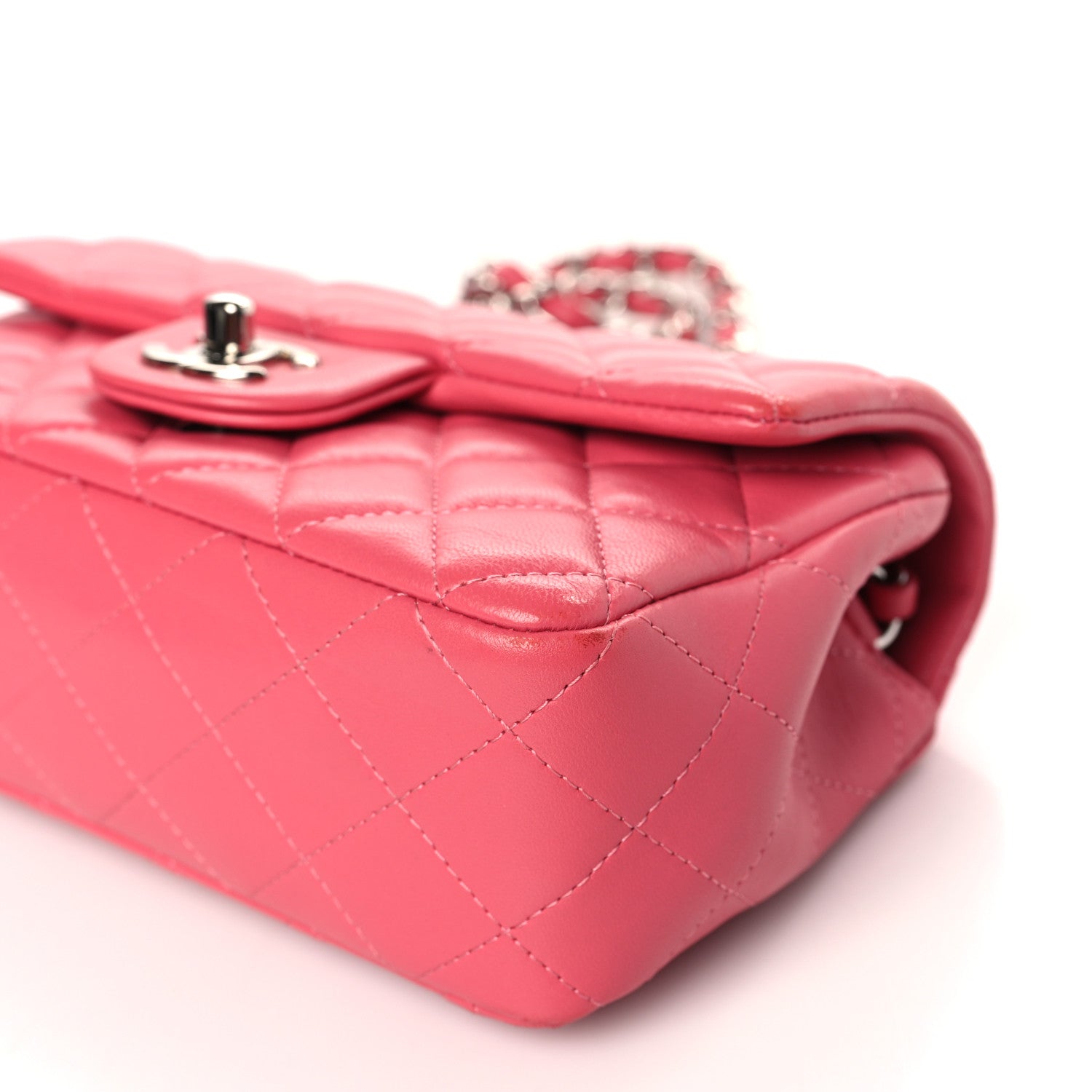 Chanel Lambskin Quilted Mini Rectangular Flap Pink 9 of 9