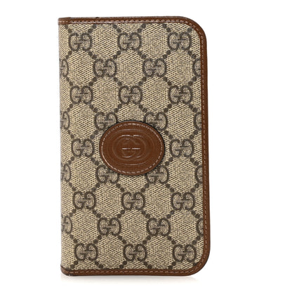 Gucci Supreme Monogram Azalea Calfskin Retro Interlocking G Phone 15 Case Wallet Beige Ebony Brown Sugar 1 of 7