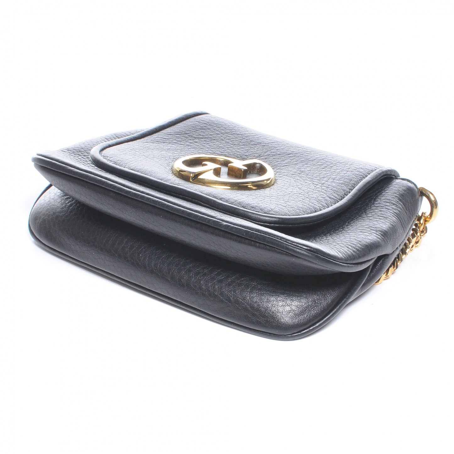 Pebbled Calfskin Small 1973 Chain Shoulder Bag Black