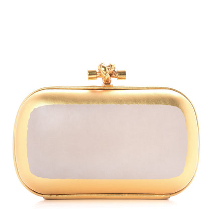 Bottega Veneta Gilded Waxed Leather Knot Clutch Gold White 1 of 6