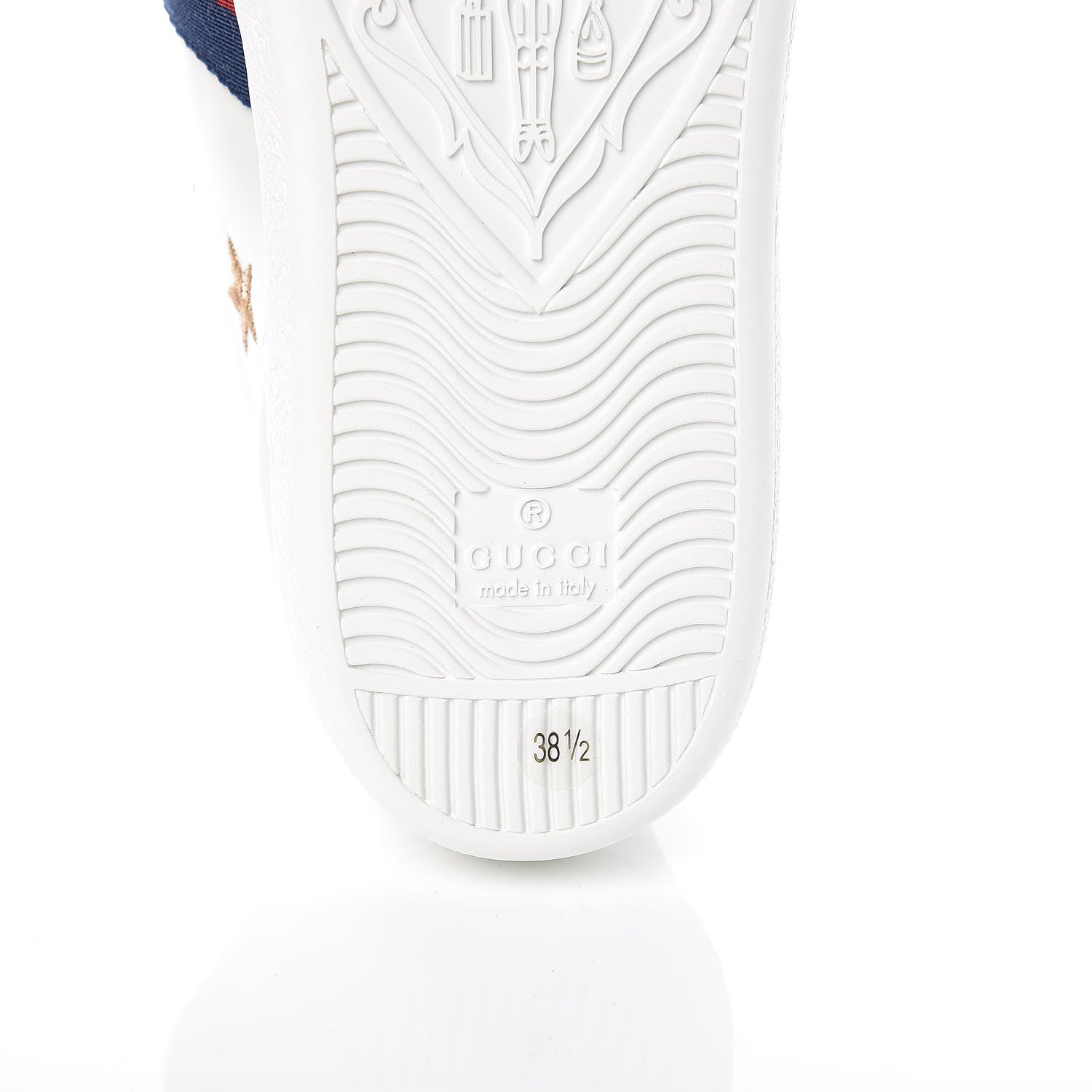 Gucci Calfskin Bee Star Embroidered Sylvie Web Ace Sneakers 38.5 White 6 of 9