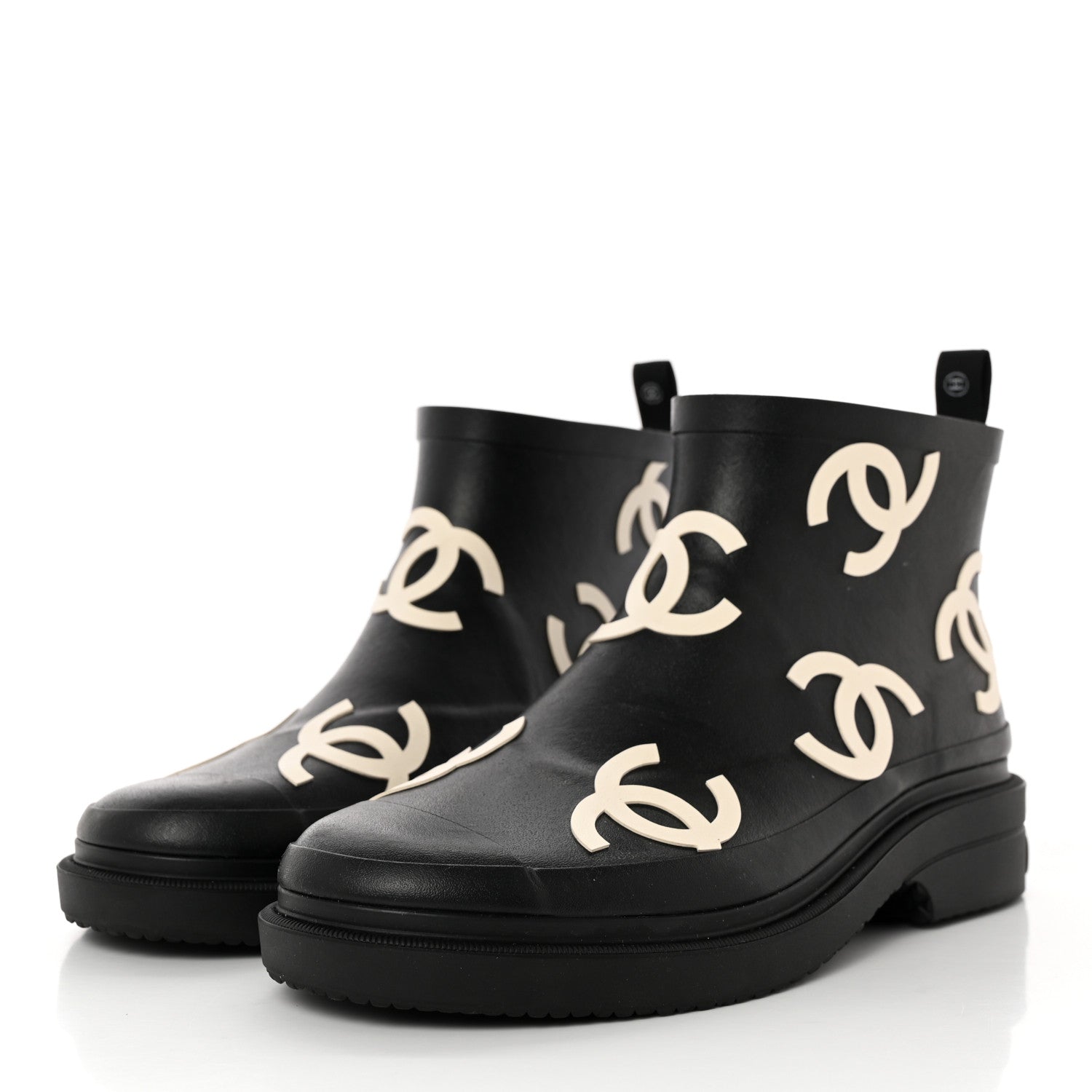 Chanel Rubber CC Print Boots 40 Black 3 of 8