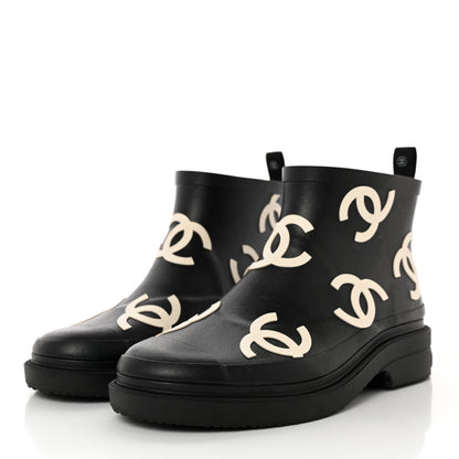 Chanel Rubber CC Print Boots 40 Black 3 of 8