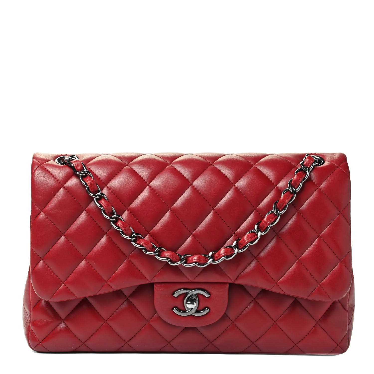 Chanel Lambskin Quilted Jumbo Double Flap Red 1 of 4