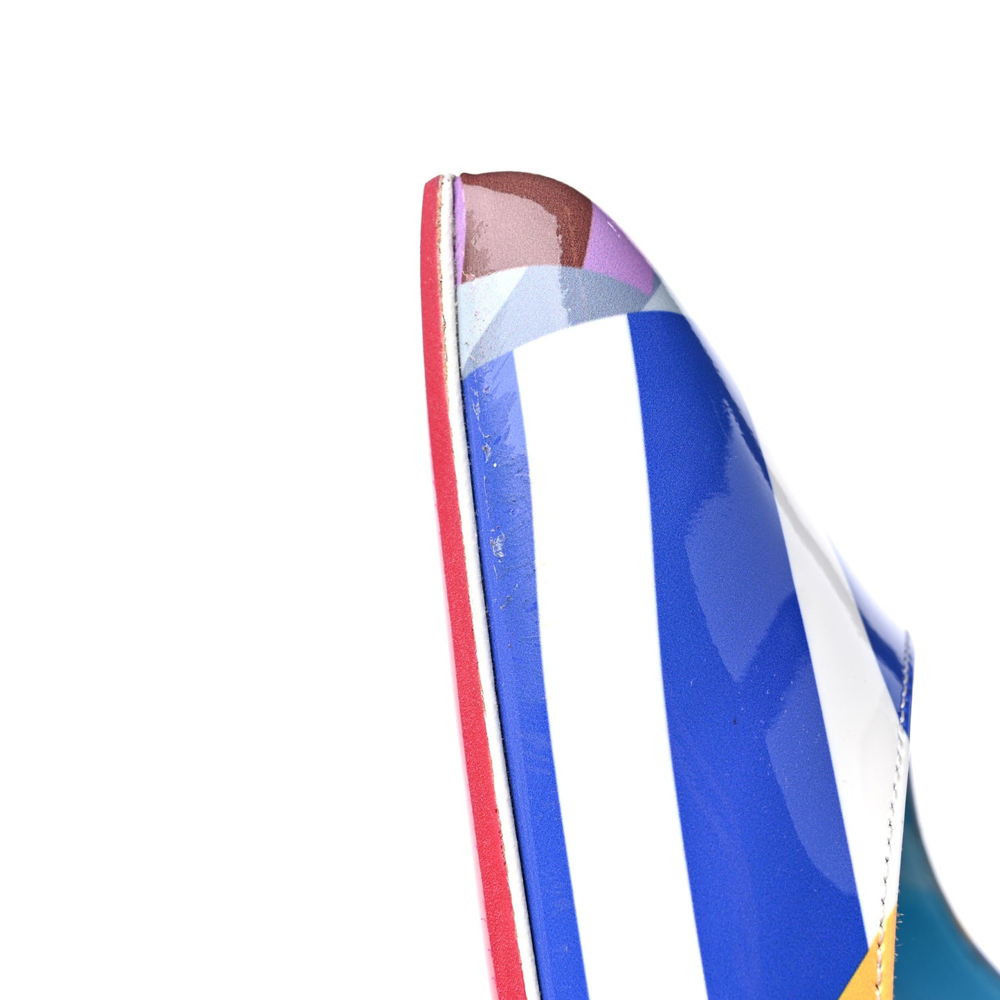 Patent Striped Grand Bain Swimming Pool Hot Chick 100 Pumps 38.5 Multicolor Lin Blue White