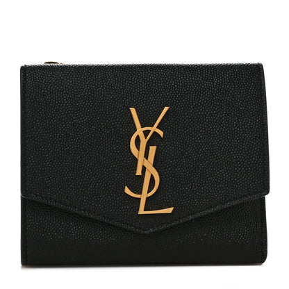Saint Laurent Grain De Poudre Monogram Bi-Fold Wallet Black 1 of 10