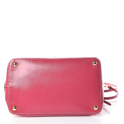 Prada Saffiano Vernice Turn Lock Shopping Tote Peonia 15 of 17