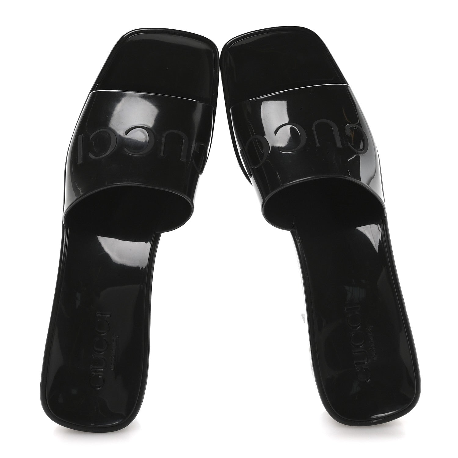 Gucci Rubber Gucci Logo Womens Platform 20/60mm Slide Sandals 37