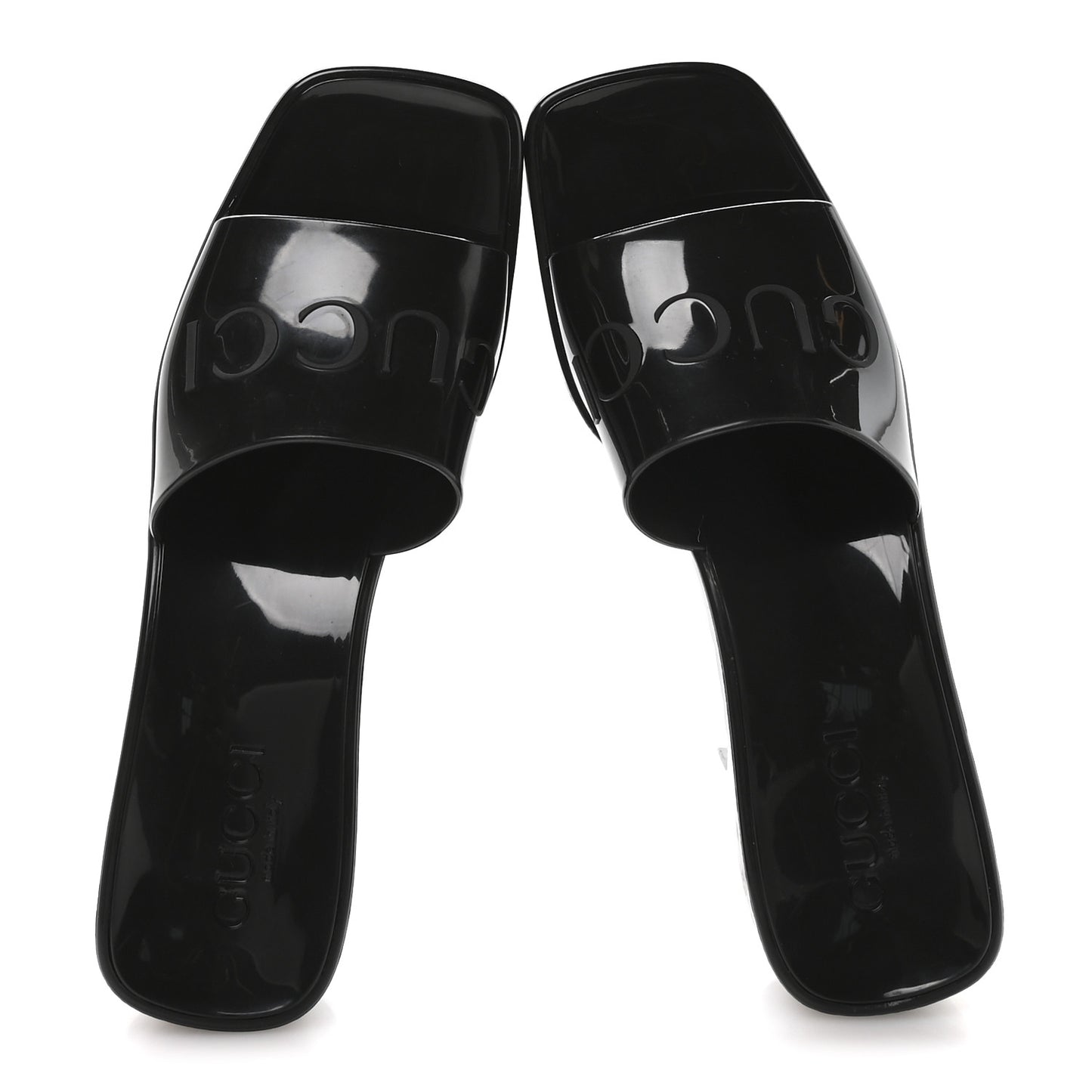 Rubber Gucci Logo Womens Platform 20/60mm Slide Sandals 37 Black