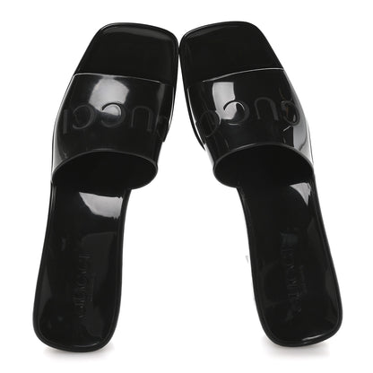 Gucci Rubber Gucci Logo Womens Platform 20/60mm Slide Sandals 37 Black 2 of 9