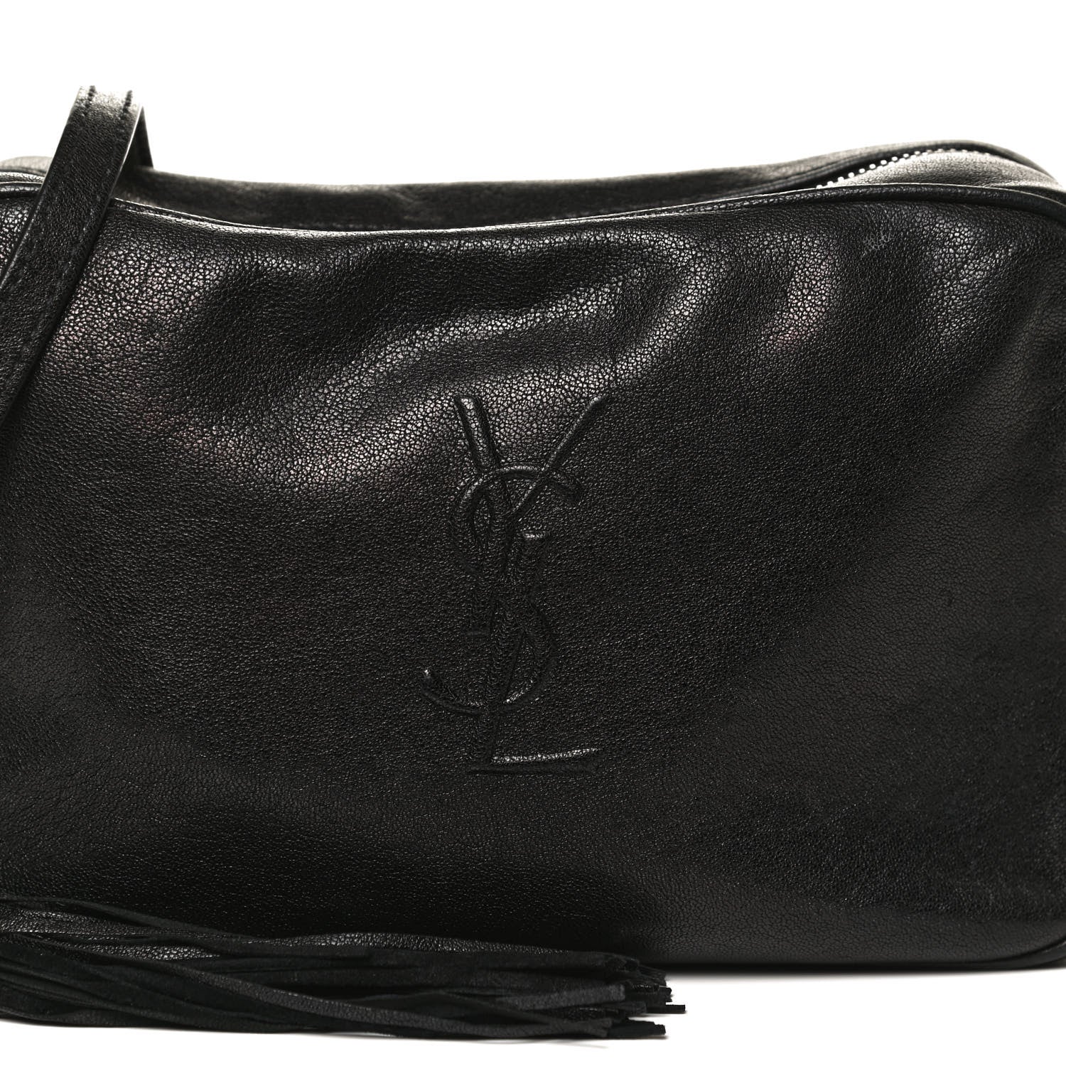 Saint Laurent Lambskin Monogram Embossed Small Lou Camera Bag Black 9 of 11