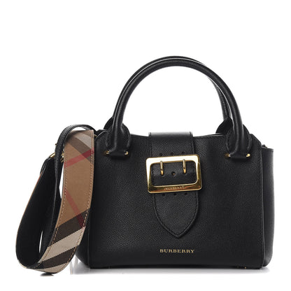 Burberry Soft Grain Calfskin Small Buckle Tote Black 1 of 13