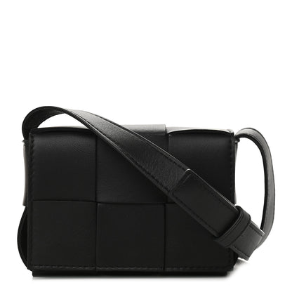 Bottega Veneta Lambskin Maxi Intrecciato Extra Mini Cassette Crossbody Bag Black 1 of 7