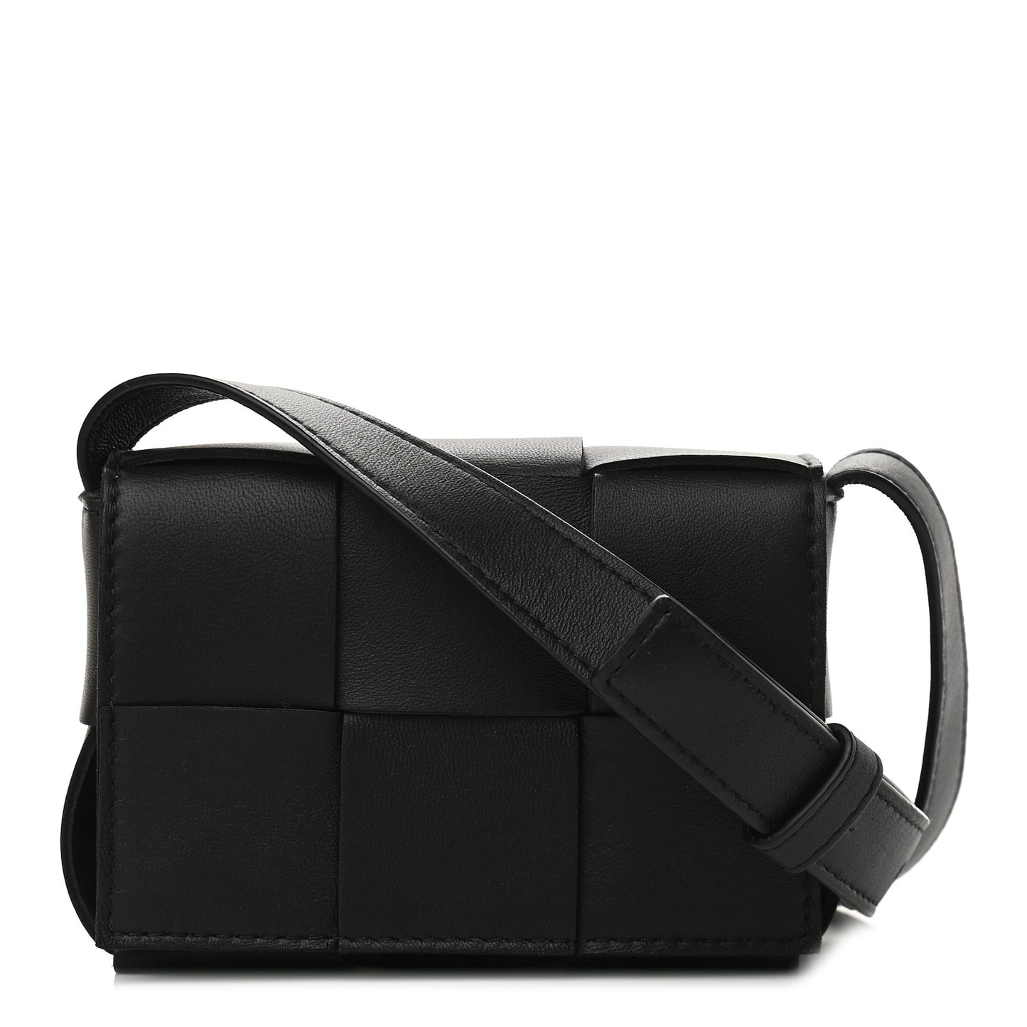 Lambskin Maxi Intrecciato Extra Mini Cassette Crossbody Bag Black