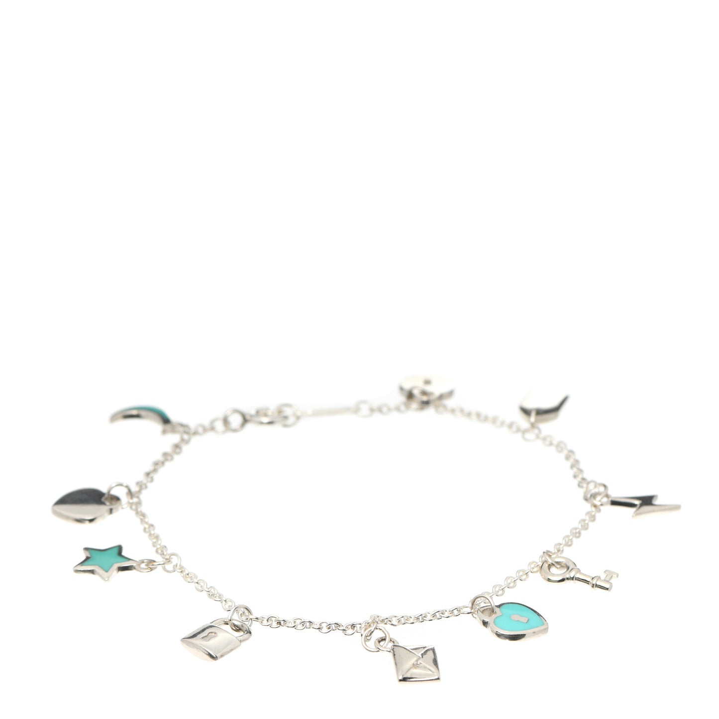 Sterling Silver Enamel Love Notes Charm Bracelet Blue