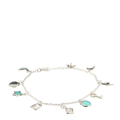 Tiffany Sterling Silver Enamel Love Notes Charm Bracelet Blue 1 of 5