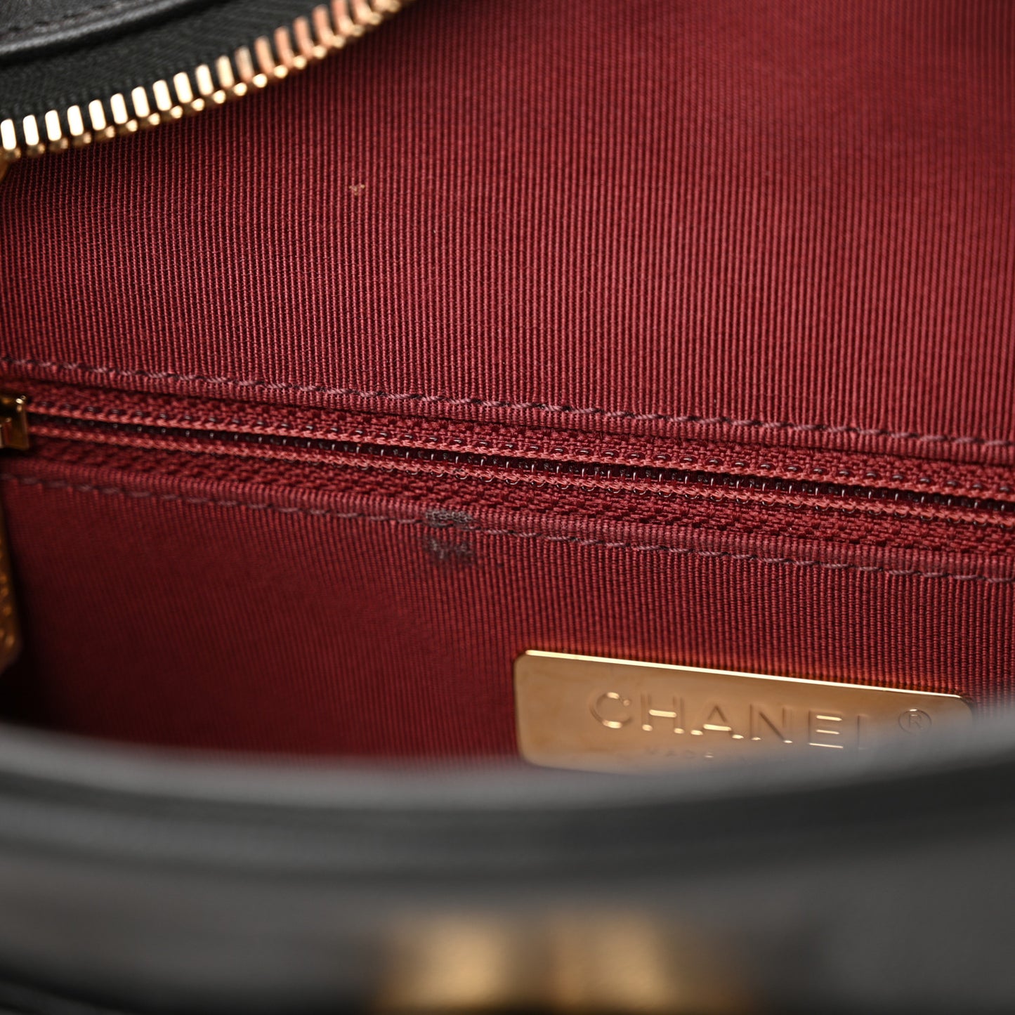 Goatskin Quilted Chanel 19 Camera Case Black