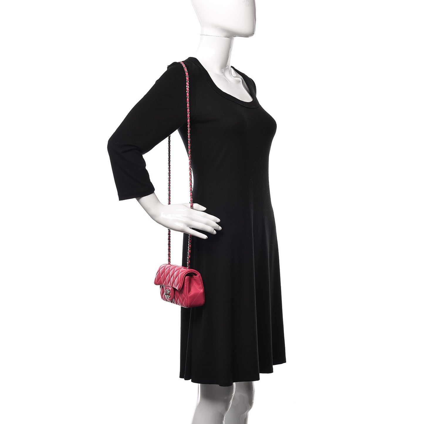 Lambskin Quilted Extra Mini Flap Dark Pink