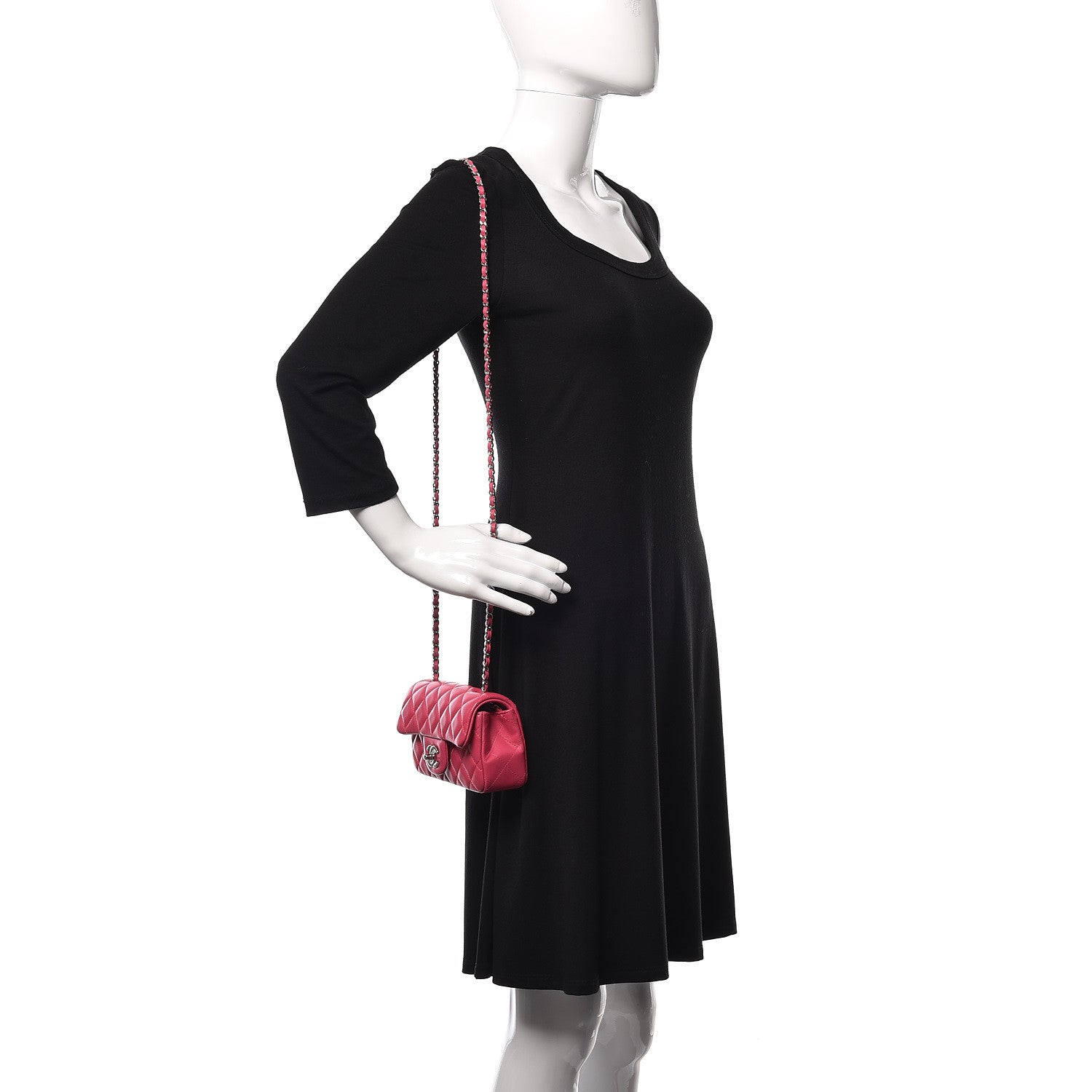 Chanel Lambskin Quilted Extra Mini Flap Dark Pink 2 of 9
