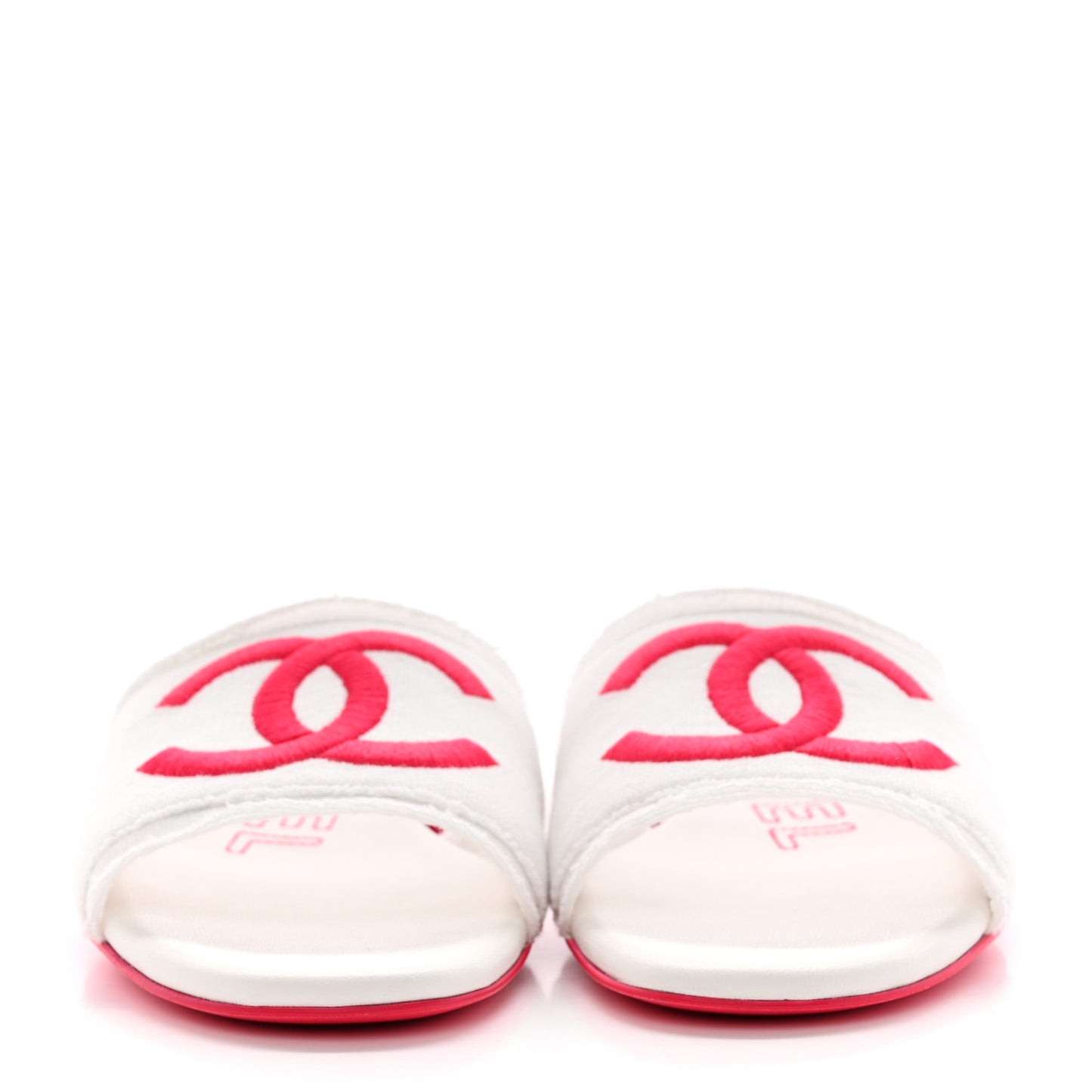 Jersey Knit CC Mules White 37 Fuchsia