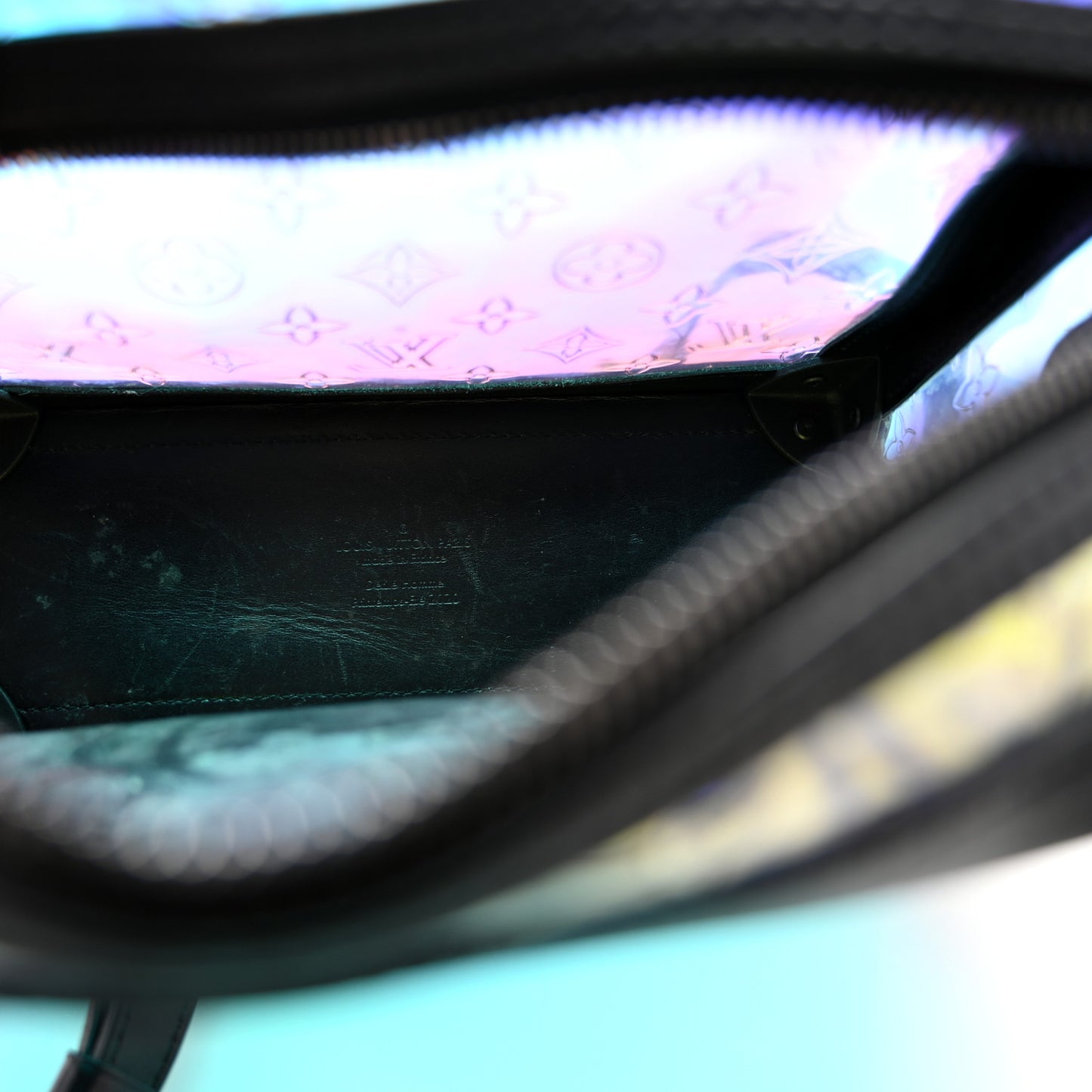 Calfskin PVC Monogram Solar Ray Soft Trunk Iridescent Prism Black