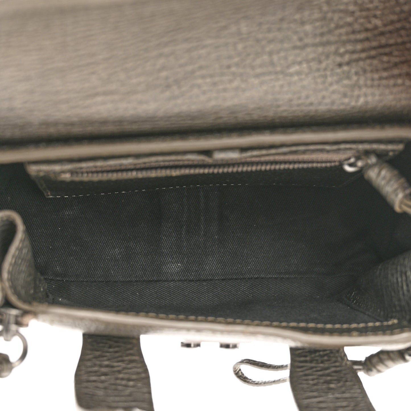 Metallic Textured Calfskin Mini Pashli Satchel Pewter