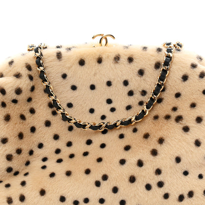 Chanel Pony Hair Cheetah Printed Lambskin Clutch With Chain Beige Black 8 of 11